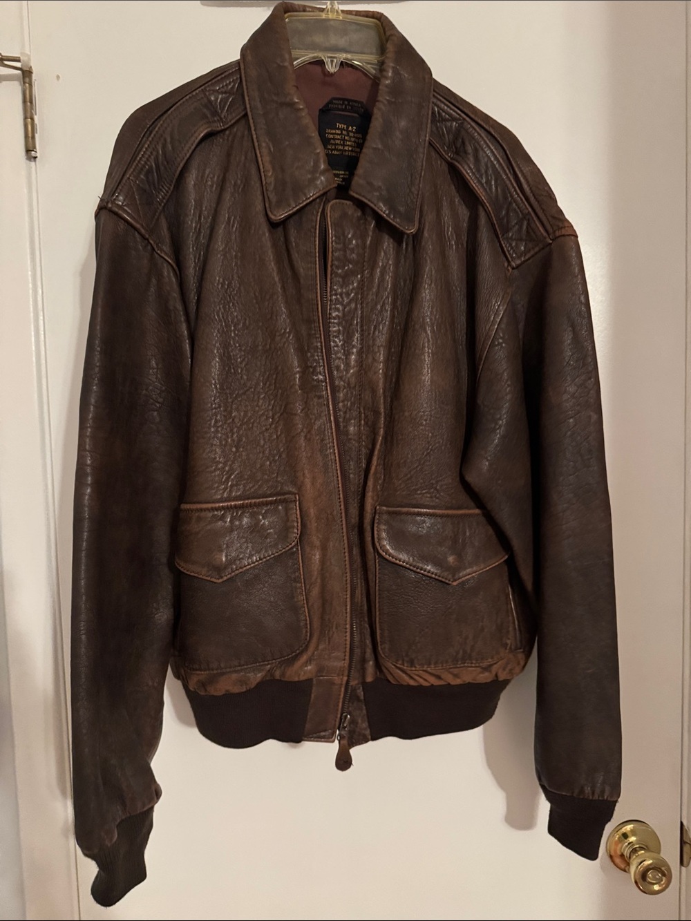 Vintage Avirex A2 Brown Leather Flight Bomber Jacket - seen in original Top Gun